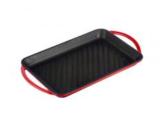 33cm Red Enameled Rectangle Cast Iron Grill Pan