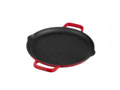 32cm Red Round Enameled Round Cast Iron Grill Pan