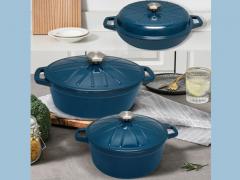 6pcs Blue Enameled Cast Iron Cookware Set