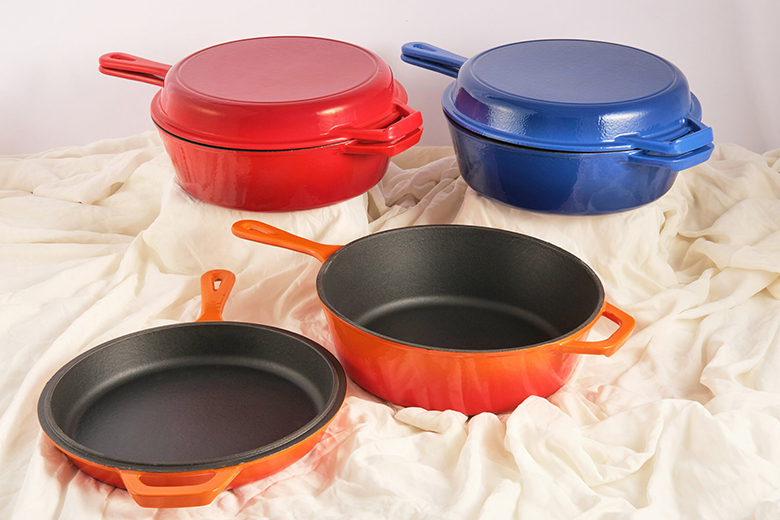 3 QT Enamel Cast Iron 2-in-1 Combo Cooker